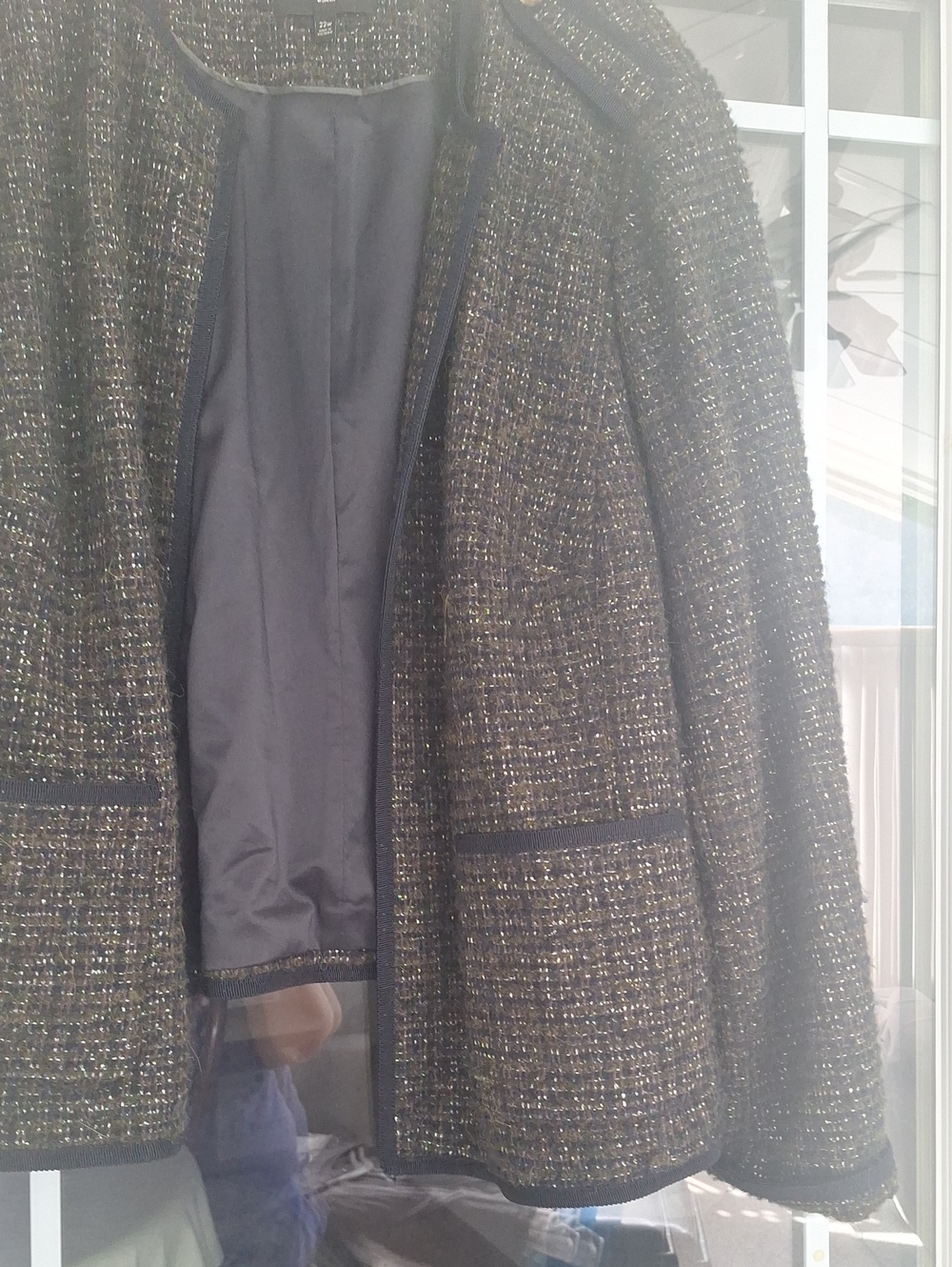 Talbots Navy Tweed Open-Front Jacket - Picture 5 of 6